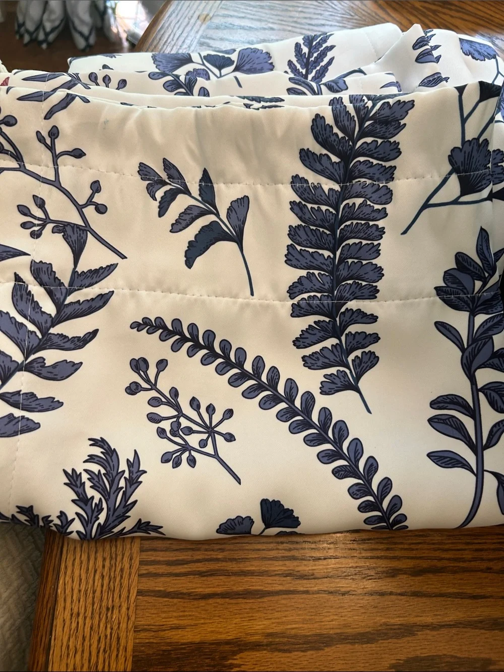 Fern Botanical Drapery 4 Panels in Navy on Cream by Half Moon 52X84